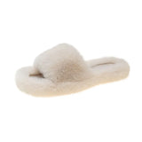 Fur Slippers Spring And Autumn High-End Feeling Winter Wear Lazy Man Flat-Bottomed Plush One-Word Drag Home Cotton