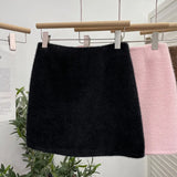 Shooting Pink Hair This Dress Girl Autumn And Winter High Waist A-Buffed Short Skirt Anti-Light One-Step Skirt