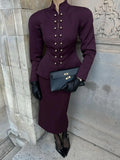 Temperament Set Fall 2025 New Fashion Collar Button Design High Waist Dress