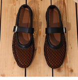 Head Fishing Grid Hollow Mary Jane Single Shoes Women Go Out 42 Large Summer New