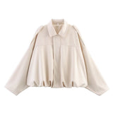 Color 2025 Spring And Autumn Leisure Tuffen Texture Collar Pilot Jacket Women