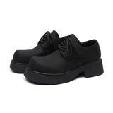 Derby Shoes Men's Black Big Head Lovers Casual Leather Shoes Men's Thick Sole Versatile Shoes