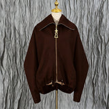Autumn New Personality Collar Heavy Industry Embroidery Splicing Loose Pumping Rope Fashion Velvet Coat