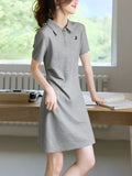Academy Style Embroidery Polo Dress Women Summer New Skinny Casual Dress Dress