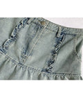 Women's Lace Patchwork Denim Skirt Summer High Waist A-line Skirts Clothes Harajuku Y2k Kawaii 90s Girls Jean Mini Skirts