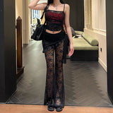 Dark Wind Flocking Suspenders, Chest Style, Wind Lace Flared Trousers, Asymmetrical Aprons, Two Sets Of