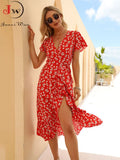 V Neck Floral Print Long Dress Summer Ladies 2023 Butterfly Sleeve High Waist Casual Beach Dresses For Women Chiffon