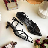 French Minimalist Fashion In The Summer Of 2025, Cat And Sandals Pointed Cross High-Heeled