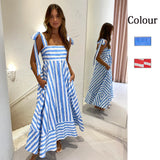 Zingj Spring / Summer New Striped Print Fresh And Sweet Fashion With Large Hem Dress