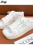 Shoes Slippers Women Casual Slip On Flats Shoes Summer Ladies Half Slipper Platform Shoes Femme 2023 New