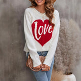 And Winter New Loose Love Letter Round Collar Knitted Shirt Long-Sleeved Sweater