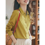 Long-Sleeved Shirt Women Spring And Autumn New Temperament Repair Interview Commuting Shirt Career Grinding Cotton Top