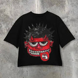 T-Shirt Y2K Hip-Hop Letter Retro Cross Graphic Print Oversized T-Shirt Men's Round Neck Cotton Short-Sleeved Shirt 211-1-Outfit