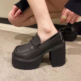 Shoes In The Autumn Of 2025 New Thick-Soled Thick-Skinned Black Round Head Waterproof Small Leather Shoes Women's High