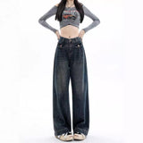 Zingj Wide-Leg Jeans Women's Fall 2023 New High Waist Show Thin Loose Design Feeling Straight Tube Floor