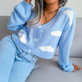 Wind Shooting Autumn And Winter New White Cloud Knitted Cardigan Sweater Women's