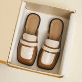 And Autumn New Bag Head Half Slippers Female British Style French Way Lazy Outside Wearing A Foot Pedal Muller Shoes Large-Size