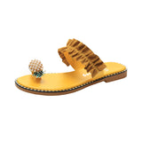 Large-Size Sandals Women 2025 Summer New Korean Version Of Fashion Wearing Flat-Bottomed Cold