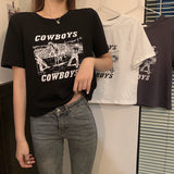 Zingj Print Short Short-Sleeved T-Shirt Female 2024 Summer Dress New Korean Version Design Sense Girl Slim Student