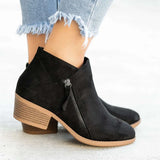 Short Cylinder Side Zipper Round Head Fashion Women's Velvet Face Thick And Thin Martin Boots