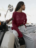 Spring And Summer New Hollow Sweater Women Wind Soft Loose Knitted Long-Sleeved Clothing