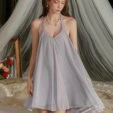 Luth's Same Sexy Pajamas 2025 Purple Hanging Neck Sling Dress Women's Summer Show Back Sleeveless Ponmped