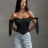 Slimming Small Blouse Female Feeling Dew Back Strap Collarbone Irregular Fish Bone