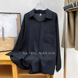 Loose Feeling Loose Lanky Long-Sleeved Shirt Women's Spring And Autumn Design Sense Of Small Casual Chic Outside Folding