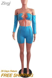 Off Shoulder Sexy Top+Biker Shorts Matching Sets Women Patchwork Bandage Backless Two Piece Outfits Summer