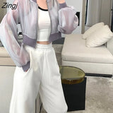 Women Cropped Thin Summer Zipper Pure Color Cool Simple Outwear Sun Protection Outdoor Fashion Ladies Leisure