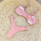 Bram-Smeared Swimsuit Women's 2025 New High-Fork Bikini Sexy Solid Color