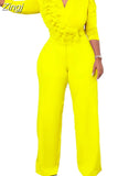 Color Women Jumpsuits For Autumn Long Sleeve Bandage Loose Fashion Streetwear Overalls Wide Leg Pants Trousers