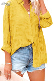 Color Hollow Chiffon Shirt Women's Spring/Summer 2023 New Tops Jacquard Button Long Sleeve Shirt Women Clothes