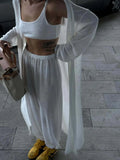 Lazy Wind Perspective Loose Long Open Shirt Plus Short Skirt Suit Women's Jersey Trousers Two