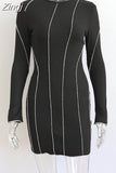Women's Mini Dress Sexy 2023 Women Long Sleeve Round Neck Party Short Dress Female Spring Fall Sexy Mini