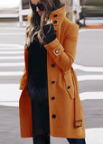 Autumn And Winter Large Size Hairs, Women's Coat Single Row Multi-Buckle And Button Collar
