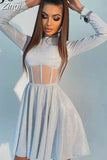 Elegant Bling Corset Patchwork Pleated Party Dress Female Transparent Fashion Glitter Sexy Dress Mini Clubwear