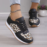 New Thick-Bottomed Leopard Lace Casual Sneakers Women's Large Size Low-Top Single-Shoe Running