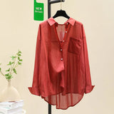 Thin Long-Sleeved Shirt Women 2025 New Temperament Casual Design Feel Cardigan Shirt Women