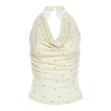 Zingj Summer New Women's Pure Wind Swing Neck Elegant Polka Dot Small Vest-Outfit