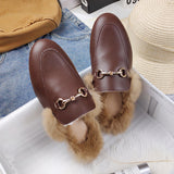 Rabbit Plus Plus Plush Bag Head Half Slippers Female Flat Base Lazy Outside Wearing Muller Shoes Size
