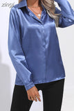 Women Shirt 2023 Satin Womens Tops Female Clothing Solid Long Sleeve Shirts and Blouse Basic Ladies Tops OL Women's