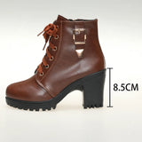 Round Head Tie In Autumn And Winter 2025 With Martin Boots Female English Wind Belt Buckle Side Zipper High Heel Short