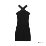 Women's Elastic Hanging Neckless Short Dress Women