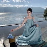 Zingj Romantic Tassel Sling Skirt Loose Day Silk Wrinkle In The Long Dress Female