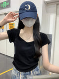 Zingj Short-Sleeved T-Shirt Women's Wear 2024 New Thin Temperament Summer Leisure Versatile Students Short