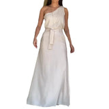 Zingj 2023 New Fashion Solid Color Diagonal Collar Sleeveless Casual High-Waisted Skirt Suit-Outfit