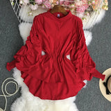 Zingj Net Color Tightened Long-Sleeved