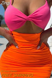 Women Sexy Cut Out Bodycon Mini Dress Spaghetti Straps Color Patchwork Ruched Bust Club Party Tank Cami