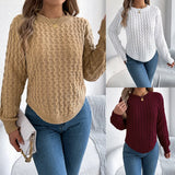 Shooting Autumn And Winter Casual Pure Color Lantern Sleeve Irregular Jacket Sweater Women's